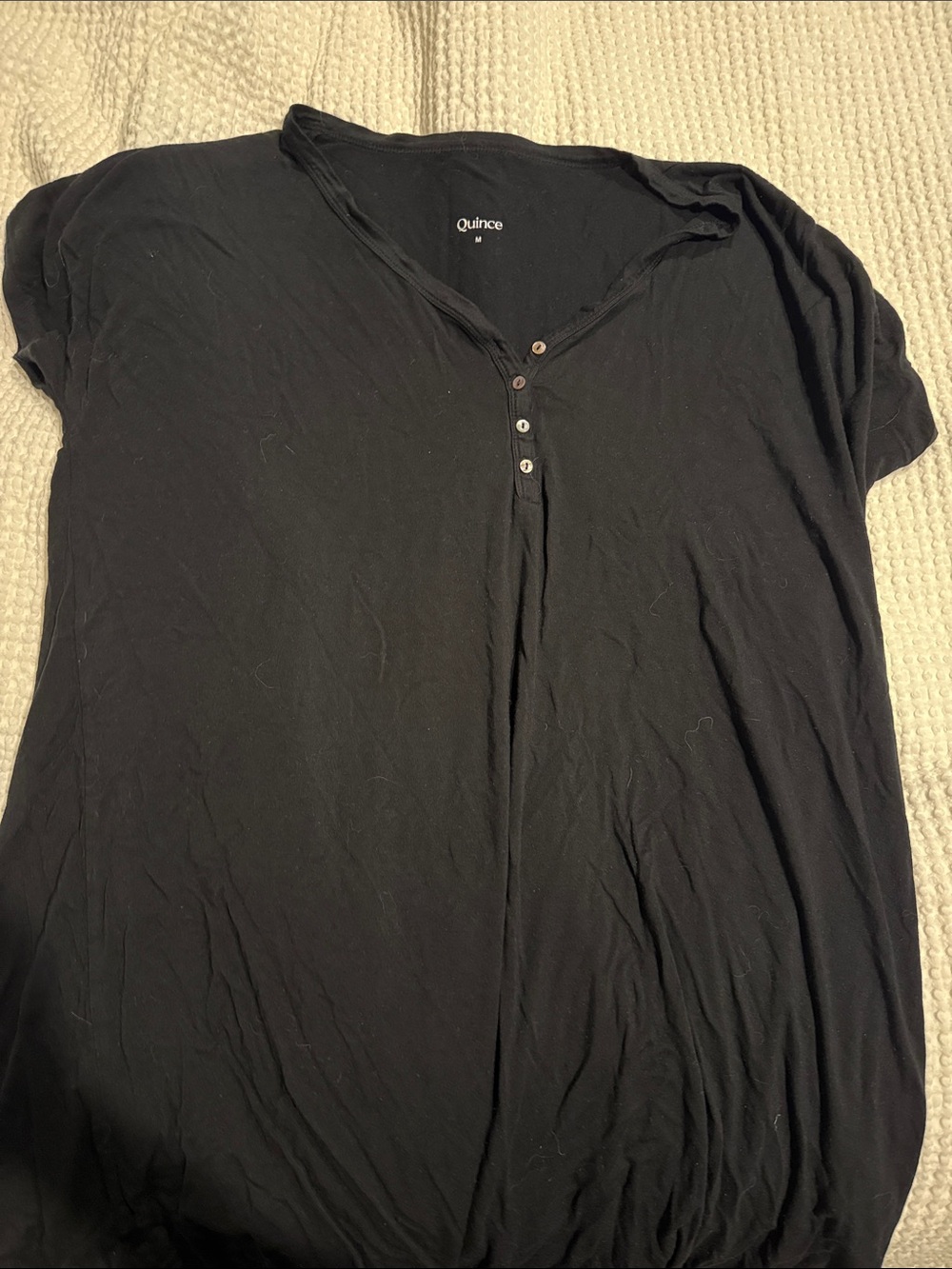 Quince Black Short-Sleeve Henley Tee